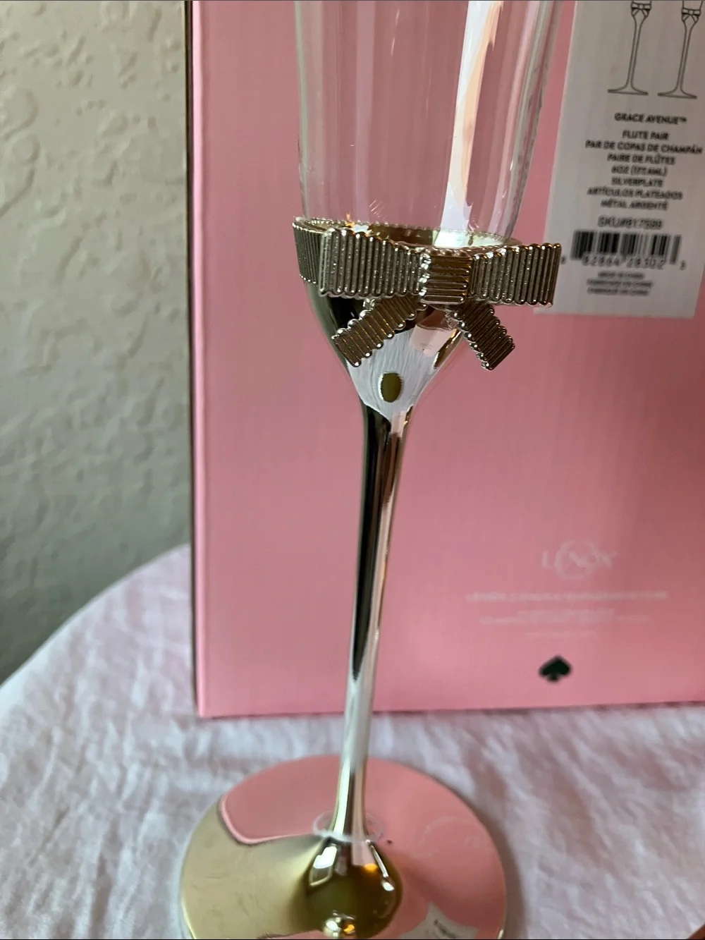 kate spade: “Grace Avenue” Silverplate Flute Pair Champagne Flutes- 6 oz